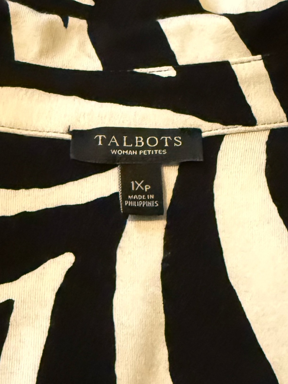 Talbots 1XP Black White Zebra Print Stretch Button Front Popover Mini Dress - Picture 8 of 10